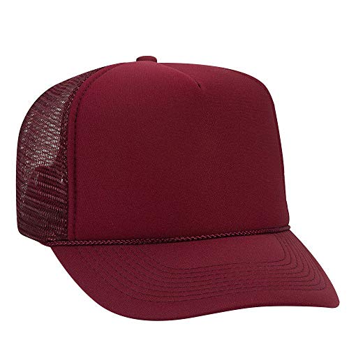 OTTO Polyester Foam Front 5 Panel High Crown Mesh Back Trucker Hat - color: Burg. Marn
