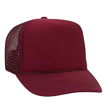 OTTO Polyester Foam Front 5 Panel High Crown Mesh Back Trucker Hat - color: Burg. Marn