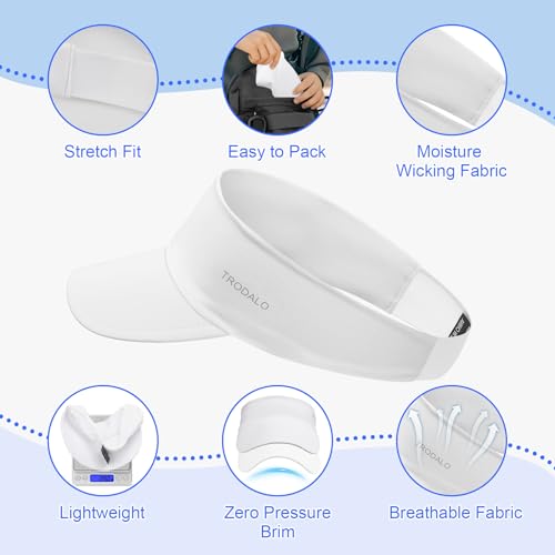 Kids Sun Visor Hats for Girls Boys, Packable Cooling Stretchy Visor - color: White