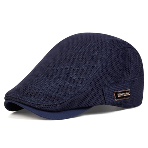 Newsboy Cap, Mesh Summer Flat Cap, Summer Hats for Men - color: Navy