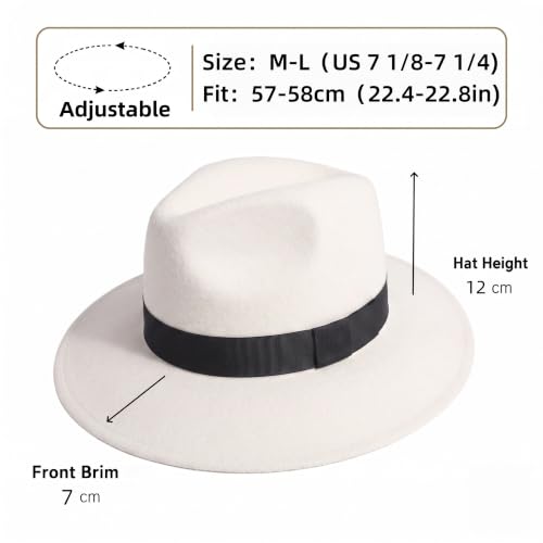 Felt Fedora Hat for Men Women, Vintage 1920s Gangster Style, Dress Hat - color: White