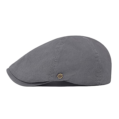 VOBOOM Cotton Flat Cabbie Hat Gatsby Ivy Irish Hunting Newsboy Cap - color: Dark Grey