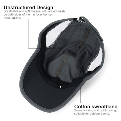 HH HOFNEN Quick Dry Baseball Cap Unstructured Water Resistant Golf Hat - color: Gray