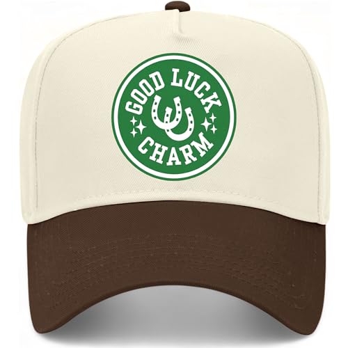 Good Luck Charm Circle Hat | Premium Adjustable Snapback Baseball Trucker Hats for Men & Women - color: Brown/Natural