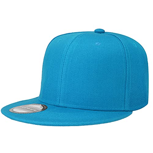 Falari Wholesale 12 Pack Snapback Hat Cap Hip Hop Style Flat Bill Blank Solid Color Adjustable Size - color: 12-pack Turquoise