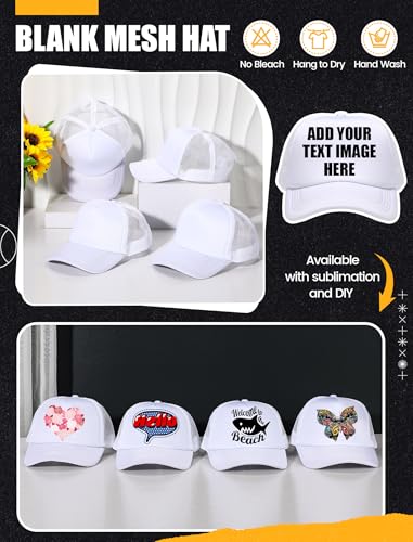 Tarpop 10 Pcs Sublimation Blank Trucker Hats Bulk - color: White