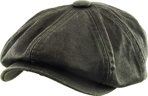 KBETHOS Leather Ascot Made in USA Ivy Collection Classic Newsboy Caps - color: (E) Pu Leather - Black, size: Small-Medium