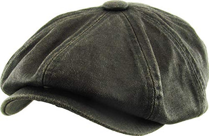 KBETHOS Leather Ascot Made in USA Ivy Collection Classic Newsboy Caps - color: (E) Pu Leather - Black, size: Small-Medium