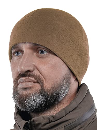 2SBR 2SABERS Warm Lightweight 170 Fleece Watch Cap - Men Women - Outdoor Skull Beanie Hat - color: Coyote, size: X-Large