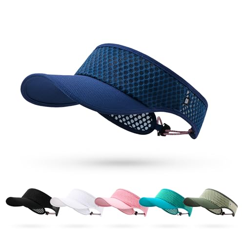 LONGLONG Sports Sun Visor Hat with Non-Slip Toggle Breathable for Women Men - color: Navy Blue