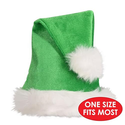 Beistle Plush Hats - Party Hats for Birthday & Holiday Theme Parties: Christmas - Santa - color: Green - 2 Piece