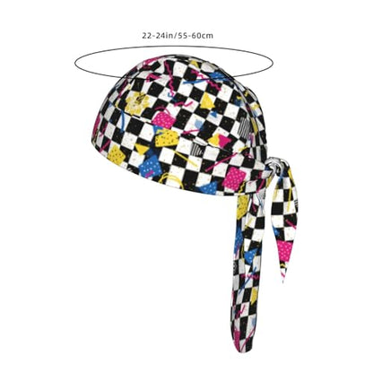 Adjustable Cycling Cap, Quick Dry Sports Bandana Skull Cap Helmet Liner - color: Retro 80s 90s Style Checkered