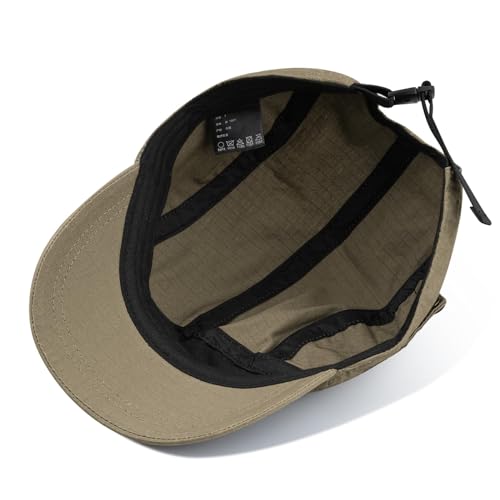 Croogo Short Brim 5 Panel Baseball Cap Cooling Trucker Dad Cap Adjustable Strap Cadet Cap Curved Brim Snapback Hats for Daily - color: Wbdy1-brown