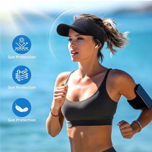 HH HOFNEN Sports Sun Visor Unisex Cooling Cap Lightweight Stretchy Packable - color: #1 Black