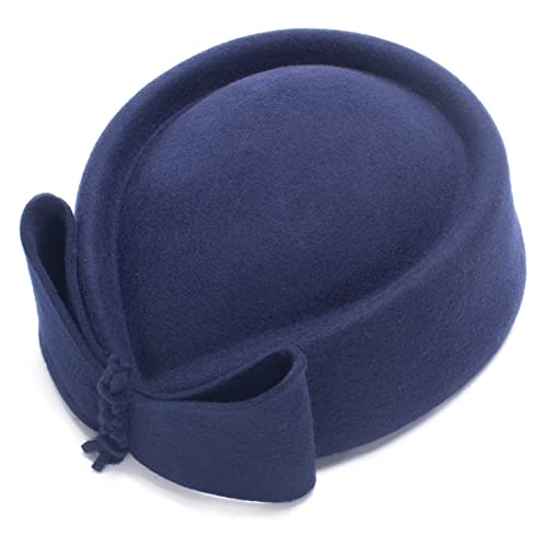 Lawliet Ladies Teardrop Fancy Wool Fascinator Cocktail Pillbox Hat Formal Racing A253 - color: Navy Blue, size: One Size