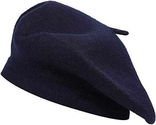 Gllutt Women Wool Beret Hat French Style Solid Color - color: Dark Blue