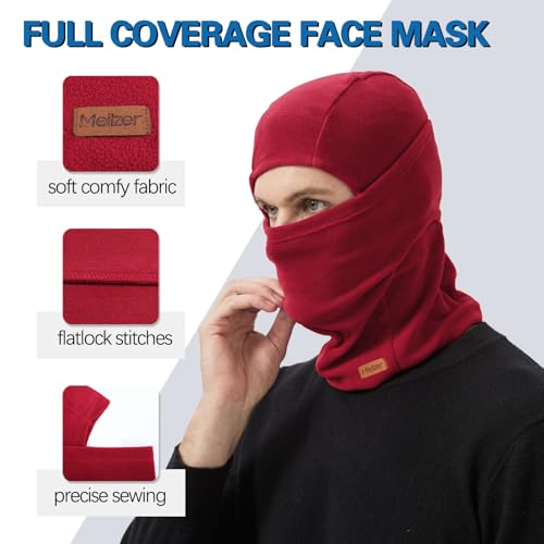 Winter Balaclava Ski Mask for Men Women - Windproof Thermal Face Mask for Snowboard Cycling Running for Cold Weather - color: Red
