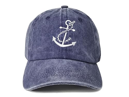 Embroidered Baseball Caps for Men and Women - color: Anchor (Washed Navy Blue)