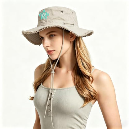 Bucket Hats Sun Hat UV Protection Packable Fishing Hats for Women Lightweight Hiking Hat - color: Sea Turtle