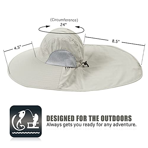 Outdoor Sun Hat for Men with 50+ UPF Protection Safari Cap Wide Brim Fishing Hat with Neck Flap, for Dad… - color: Navy Blue