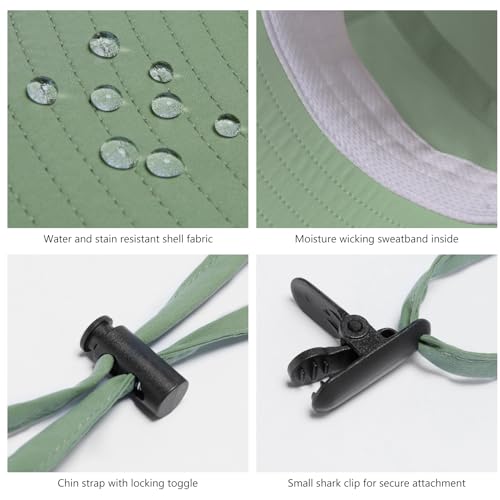 UPF 50+ Foldable Sun Hats Wide Brim with Large Neck Flap for Men Women UV Protection Gardening Fishing Beach Hat - color: Opaline Green