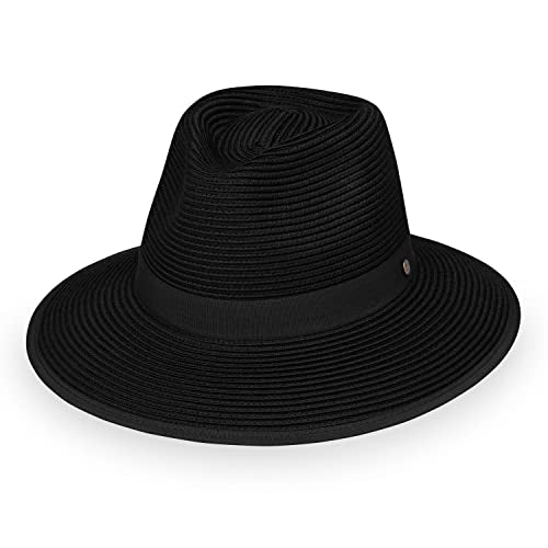 Wallaroo Women’s Gabi Ponytail Fedora – UPF 50+ Wide Brim, Packable, Stylish Hat for Tennis, Travel, and Adventure - color: Black, size: Medium