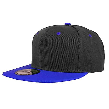 Gelante Plain Blank Flat Brim Adjustable Snapback Baseball Caps LOT 6 Pack - color: Black/Royal