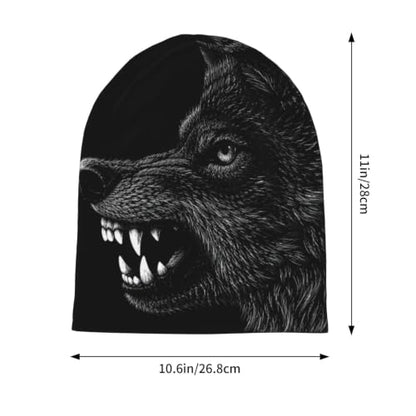 Gamepad Print Slouchy Beanie Skull Caps Chemo Hats Baggy Headwear for Men Women Jogging Cycling - color: Wolf Print
