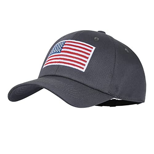 IIN American Flag Baseball Cap for Men Women Low Profile USA Army Tactical Operator Military Plain Dad Hat - color: Flag-dark Gray