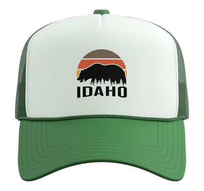 Idaho Trucker Hat with Adjustable Mesh Back - color: Kelly Green/White