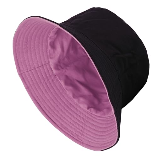 Gelante Reversible Bucket Hat for Men and Women - Cotton, Outdoor Sun Protection Bucket Hats. - color: Light Pink/Black