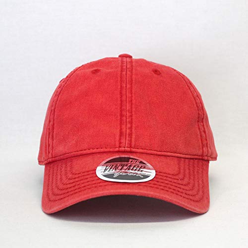 Heavy Washed Coated Canvas Wax-Look Adjustable Low Profile Men Women Baseball Cap - color: Snow Washed Red