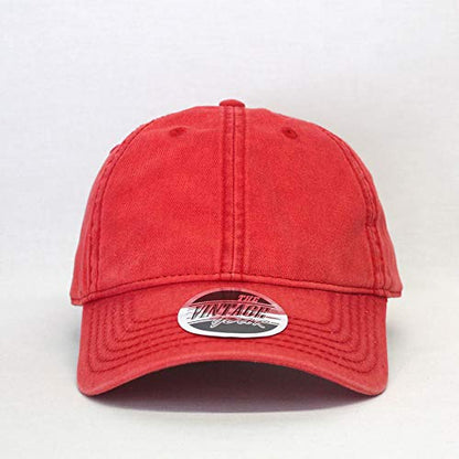 Heavy Washed Coated Canvas Wax-Look Adjustable Low Profile Men Women Baseball Cap - color: Snow Washed Red