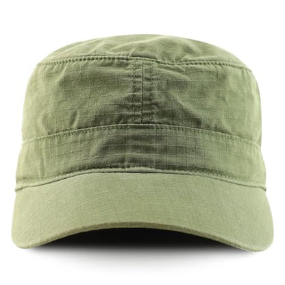 Armycrew Lightweight Cotton Ripstop Fitted Army Style Flat Top Cap - color: Army Green, size: Small-Medium