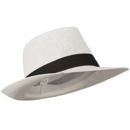 Jeanne Simmons Men's Large Brim Fedora Hat - color: White, size: Medium