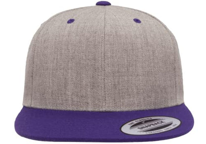 YP Classics 6089 Wool-Blended 6 Panel High Profile Flatbill Snapback Cap - color: Heather/Purple