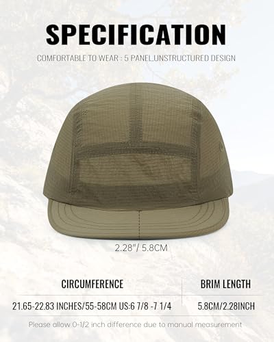 Croogo Short Brim Baseball Cap Flat Bill 5 Panel Hat Mesh Quick Drying Caps - color: Khaki