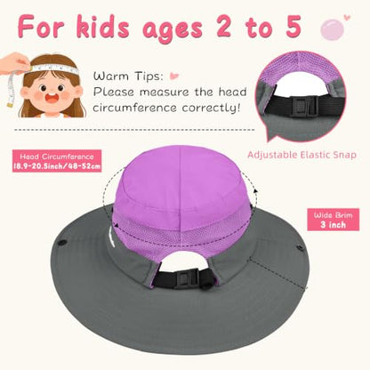 ZOORON Kids Girls Ponytail Sun Hat UPF 50+ Breathable Mesh Water-Resistant - color: Two-tone Purple