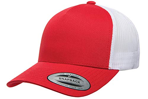Yupoong Men's Yp Classics 5-Panel Retro Trucker Cap-2-tone - color: Red/White