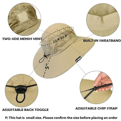 Solaris Wide Brim Sun Hat with Neck Flap - color: Tan, size: One Size