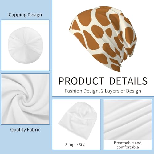 Beanie Hat for Men Women Slouchy Beanie Skull Sleep Cap Soft Lightweight Chemo Hat Stretch Cancer Headwear - color: Giraffe