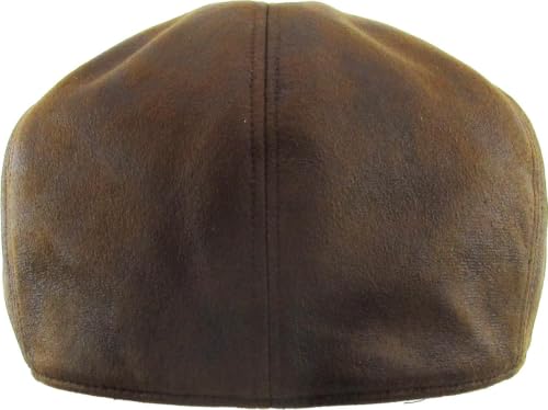 KBETHOS Leather Ascot Made in USA Ivy Collection Classic Newsboy Caps - color: (C) Faux Leather - Light Brown, size: Large-X-Large