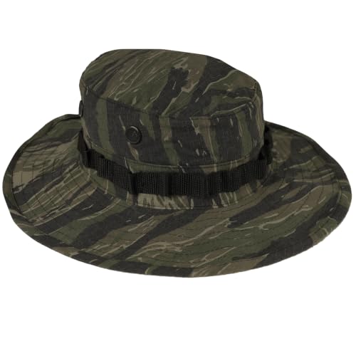 Rothco Vintage Vietnam Style Boonie Hat - Durable Rip-Stop Cotton – Tactical Sun Protection - color: Tiger Stripe Camo, size: 7 1/4