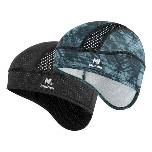 MELASA Cooling Skull Cap for Men Breathable Hard Hat Liner with Neck Shade - color: Black & Dark Geometry