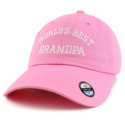 Trendy Apparel Shop World's Best Grandpa Embroidered Low Profile Soft Cotton Dad Hat Cap - color: Pink