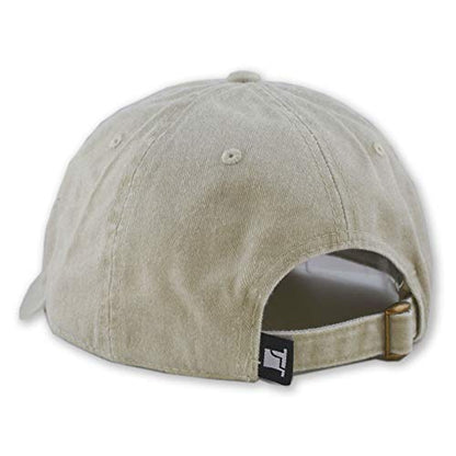 The Hat Depot 100% Cotton Pigment Dyed Low Profile Dad Hat Six Panel Cap - color: 1. Sand