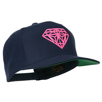 e4Hats.com Pink Diamond Outline Embroidered Snapback Cap - color: Navy