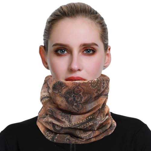 XYIYI Womens Chemo Headwear Hats Cotton Slouchy Beanie Cap Scarf - color: 2pcs Flower Brown Red