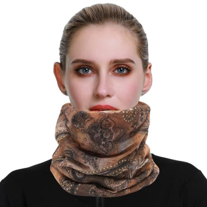 XYIYI Womens Chemo Headwear Hats Cotton Slouchy Beanie Cap Scarf - color: 2pcs Flower Brown Red