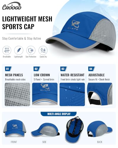 Croogo 5 Panel Running Hat Quick-Drying Lightweight Mesh Baseball Cap - color: Electric Blue